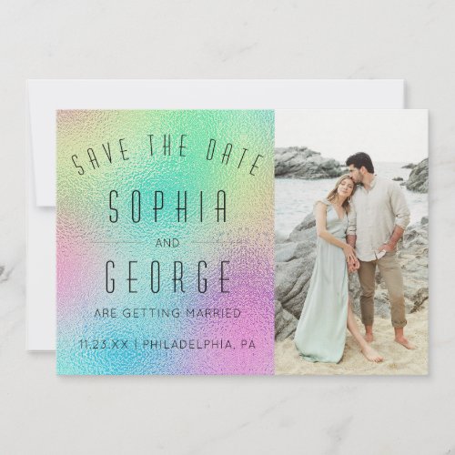 Modern Metallic Foil Minimal Wedding Save The Date Invitation