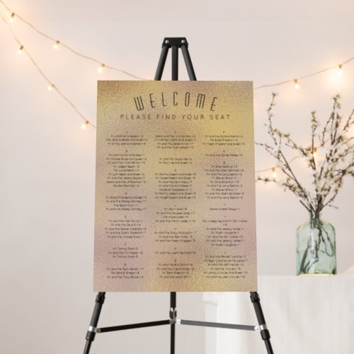 Modern Metallic Foil Minimal Wedding Seating Chart Foam Board