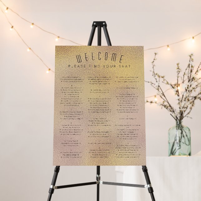Modern Metallic Foil Minimal Wedding Seating Chart Foam Board (In Situ (Stand))