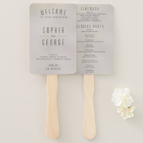 Modern Metallic Foil Wedding Program Fan