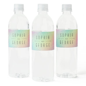Modern Metallic Foil Wedding Water Bottle Labels