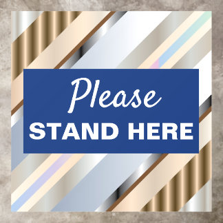 Modern Metallic Geometric Please Wait Here Floor Decals