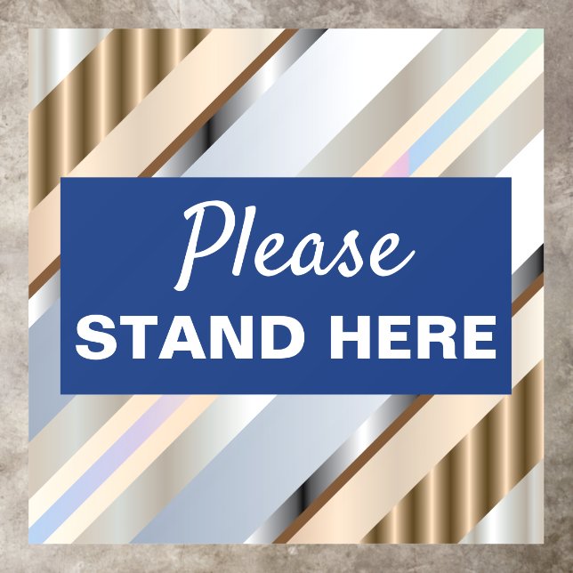 Modern Metallic Geometric Please Wait Here Floor Decals (Insitu)