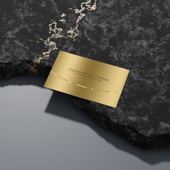 Modern Metallic Gold Design Stainless Steel Look Business Card by artOnWear at Zazzle