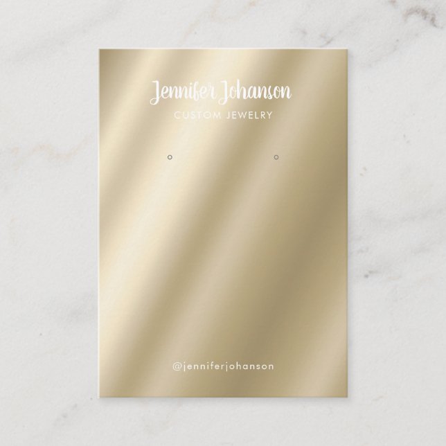 Modern metallic gold jewelry holder earrings business card (Front)