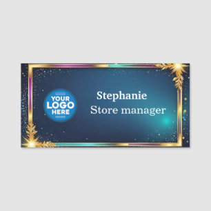 Modern Metallic gold Magnetic Company Name Tag