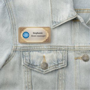 Modern Metallic gold Magnetic Company Name Tag