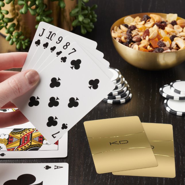 Modern Metallic Gold Stainless Steel Look Desk Bus Poker Cards (In Situ)