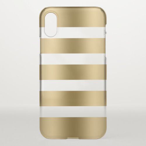 Modern Metallic Gold Stripes On White iPhone X Case