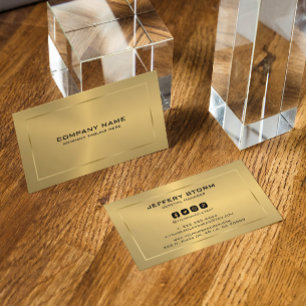 Modern Metallic Gold Texture Black Typography  Business Card