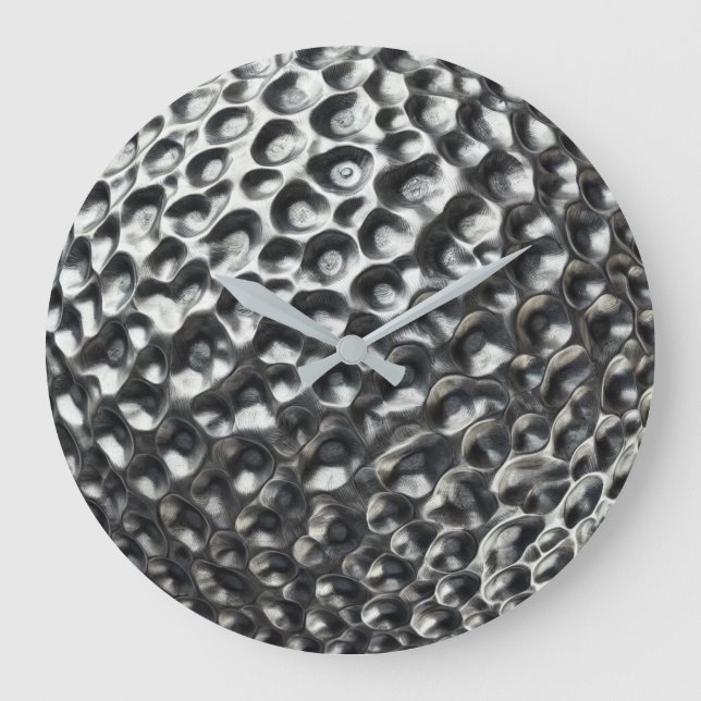 Modern Metallic Golf Ball Texture  Large Clock (Front)