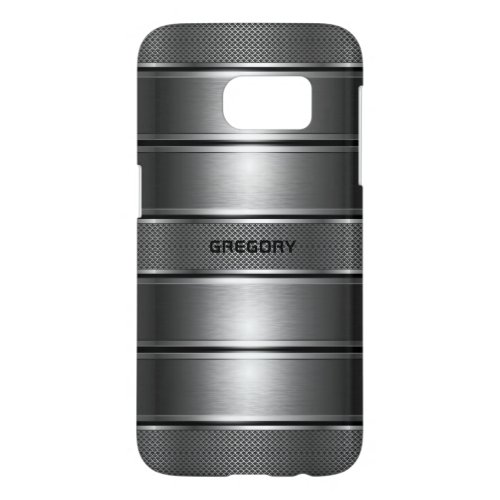 Modern Metallic Gray Stripes Pattern Samsung Galaxy S7 Case