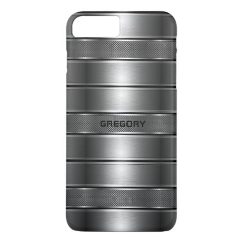 Modern Metallic Gray Stripes Pattern M iPhone 8 Plus7 Plus Case