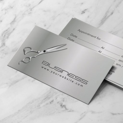 Customizable Modern Metallic Hair Salon Appointment Business Card Templates