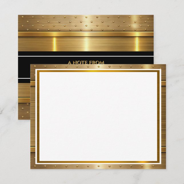 Modern Metallic I Elegant Gold Foil Texture Note Card (Front/Back)