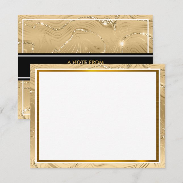 Modern Metallic I Elegant Gold Foil Texture Note Card (Front/Back)