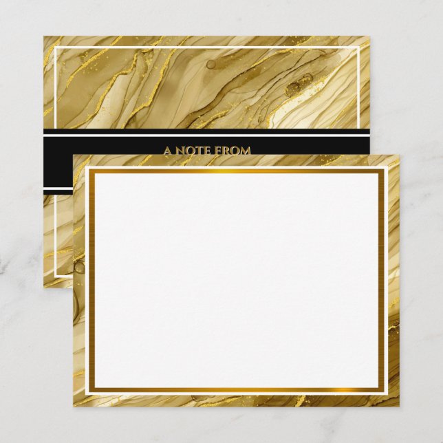 Modern Metallic I Elegant Gold Foil Texture Note Card (Front/Back)