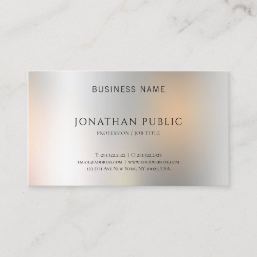 Modern Metallic Look Elegant Simple Template Business Card