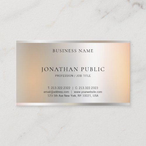 Modern Metallic Look Minimalist Design Elegant Business Card