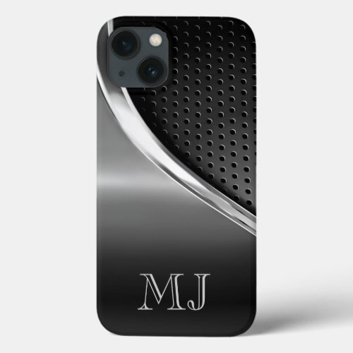 Modern Metallic Look Monogrammed iPhone 13 Case