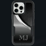 Modern Metallic Look Monogrammed iPhone 15 Pro Max Case<br><div class="desc">This design features a sleek modern look with a sporty edge. Shown here in grayscale monochromatic hues, this case is a good choice for the business professional or the casual user. You'll love showing off your phone covered in this stylish case. To personalize this case with your monogram, simply select...</div>