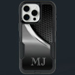 Modern Metallic Look Monogrammed iPhone 15 Pro Max Case<br><div class="desc">This design features a sleek modern look with a sporty edge. Shown here in grayscale monochromatic hues, this case is a good choice for the business professional or the casual user. You'll love showing off your phone covered in this stylish case. To personalize this case with your monogram, simply select...</div>