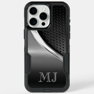 Modern Metallic Look Monogrammed iPhone 15 Pro Max Case