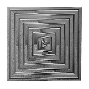 Modern Metallic Maze Silver Squares Ceramic Tile by LouiseBDesigns at Zazzle