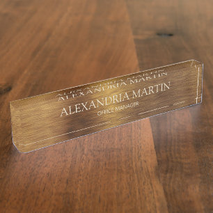 Modern Metallic Minimal Gold Job Title Name Desk Name Plate