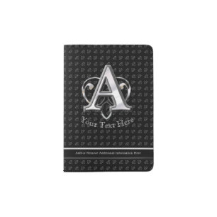 Modern Metallic Monogram (A) Passport Holder
