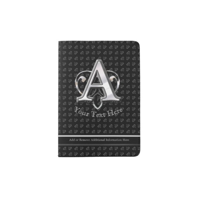 Modern Metallic Monogram (A) Passport Holder (Front)