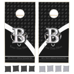 Modern Metallic Monogram (B) Cornhole Set