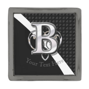 Modern Metallic Monogram (B) Gunmetal Finish Lapel Pin