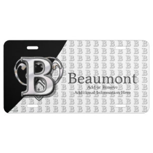 Modern Metallic Monogram (B) License Plate