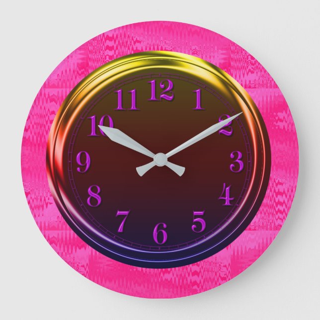 Modern Metallic, Neon Glow, Unique, Large Clock (Front)