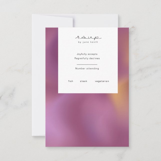 Modern metallic ombre meal choice RSVP card (Front)