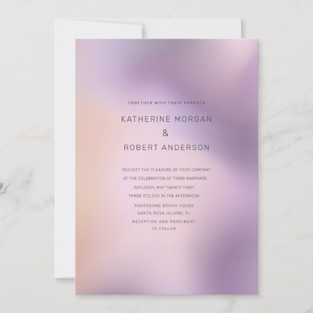 Modern Metallic Ombre Pattern Wedding Invitation (Front)