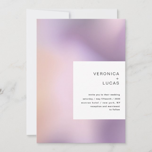 Modern metallic ombre pattern wedding invitation (Front)