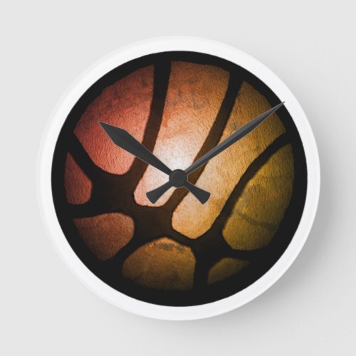 Modern Metallic Orange Basketball Ball Round Clock