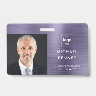 Modern Metallic Purple Company Photo ID Badge