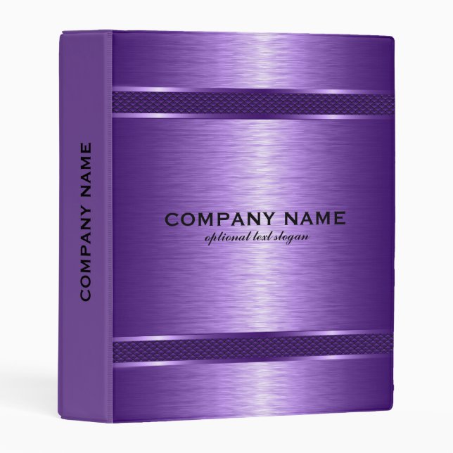 Modern Metallic Purple Texture Geometric Design Mini Binder (Front/Spine)