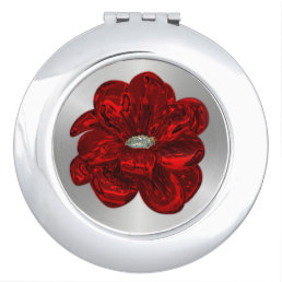 Modern Metallic Red Poppy  Compact Mirror