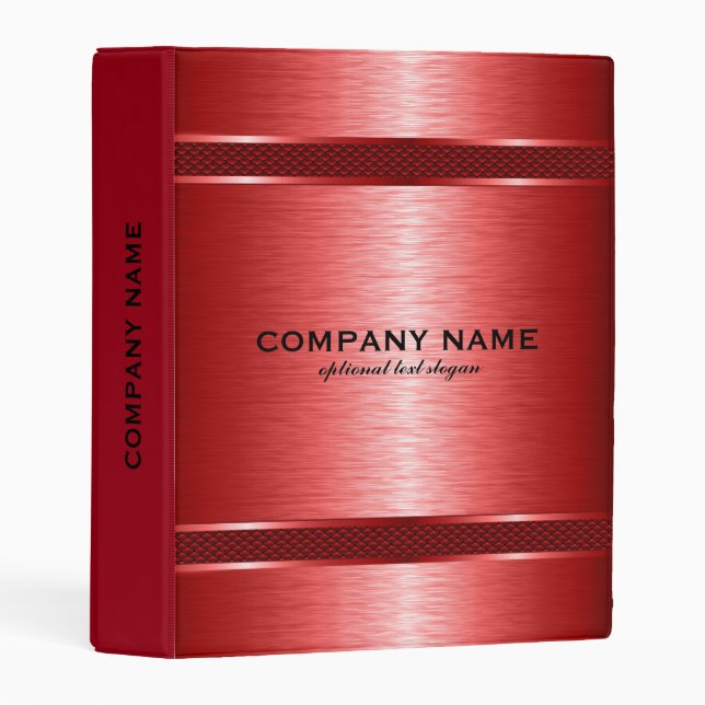 Modern Metallic Red Texture Geometric Design Mini Binder (Front/Spine)