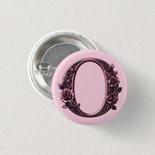 Modern Metallic Rosemaling Letter O, Pink/Purple Button