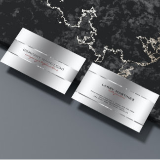 Modern Metallic Silver Design Stainless Steel Look Business Card