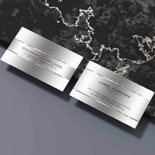 Customizable Plain Metallic Silver Design Stainless Steel Look Business Card