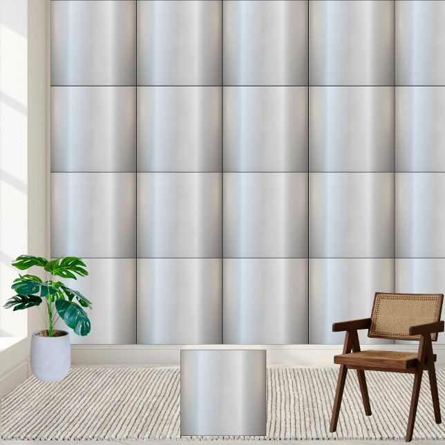 Modern Metallic Silver Gradient Ceramic Tile (Modern Metallic Silver Gradient Ceramic Tile)
