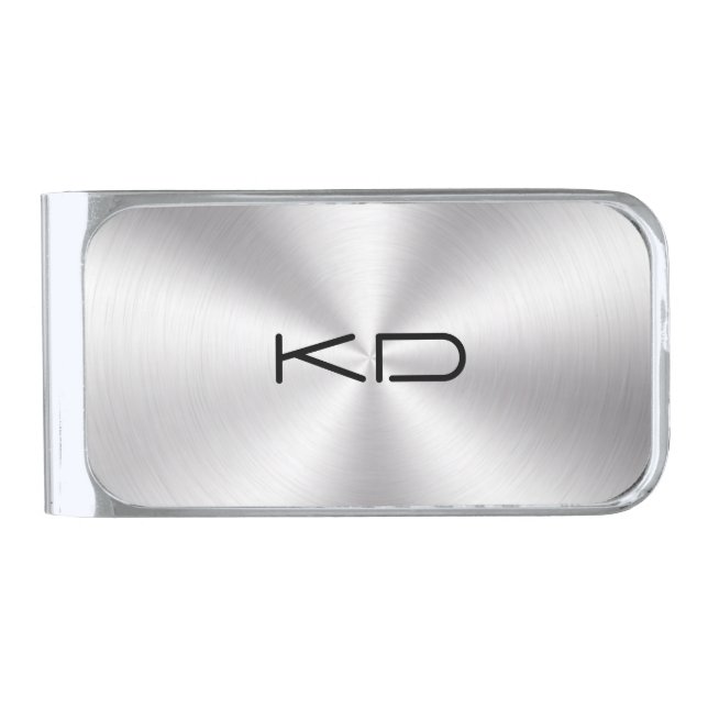 Modern Metallic Silver Stainless Steel Look Silver Finish Money Clip (Front)