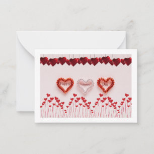 Modern Metallic Spring Hearts Valentine’s Day Note Card
