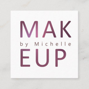 Modern Metallic Typography Makeup Artist Square Business Card